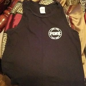 PINK black logo tank